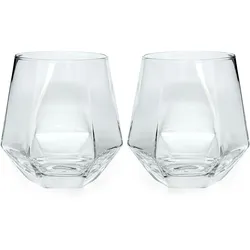 Intirilife 2x Trinkglas im Hexagon Design Durchsichtig - 240 ml Füllmenge - Wasser Saft Glas Spülmaschinenfest Kristallglas stoßfest