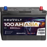 HeyVolt Asia Autobatterie 12V 100Ah 830A/EN Starterbatterie, absolut wartungsfrei ersetzt 93Ah 95Ah, Pluspol Rechts