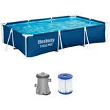 BESTWAY Steel Pro Set 300 x 201 x 66 cm, dunkelblau, eckig