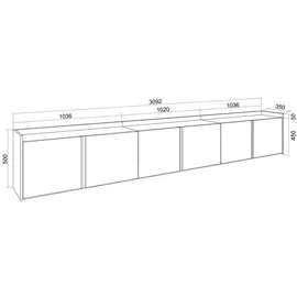 SKRAUT HOME Lowboard 309x50 cm Beige Holzwerkstoff