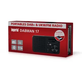 Imperial DABMAN 17 – Tragbares DAB+ & UKW-Radio (portables Digitalradio, Musikwiedergabe via Bluetooth und USB, austauschbarer Akku) – Schwarz