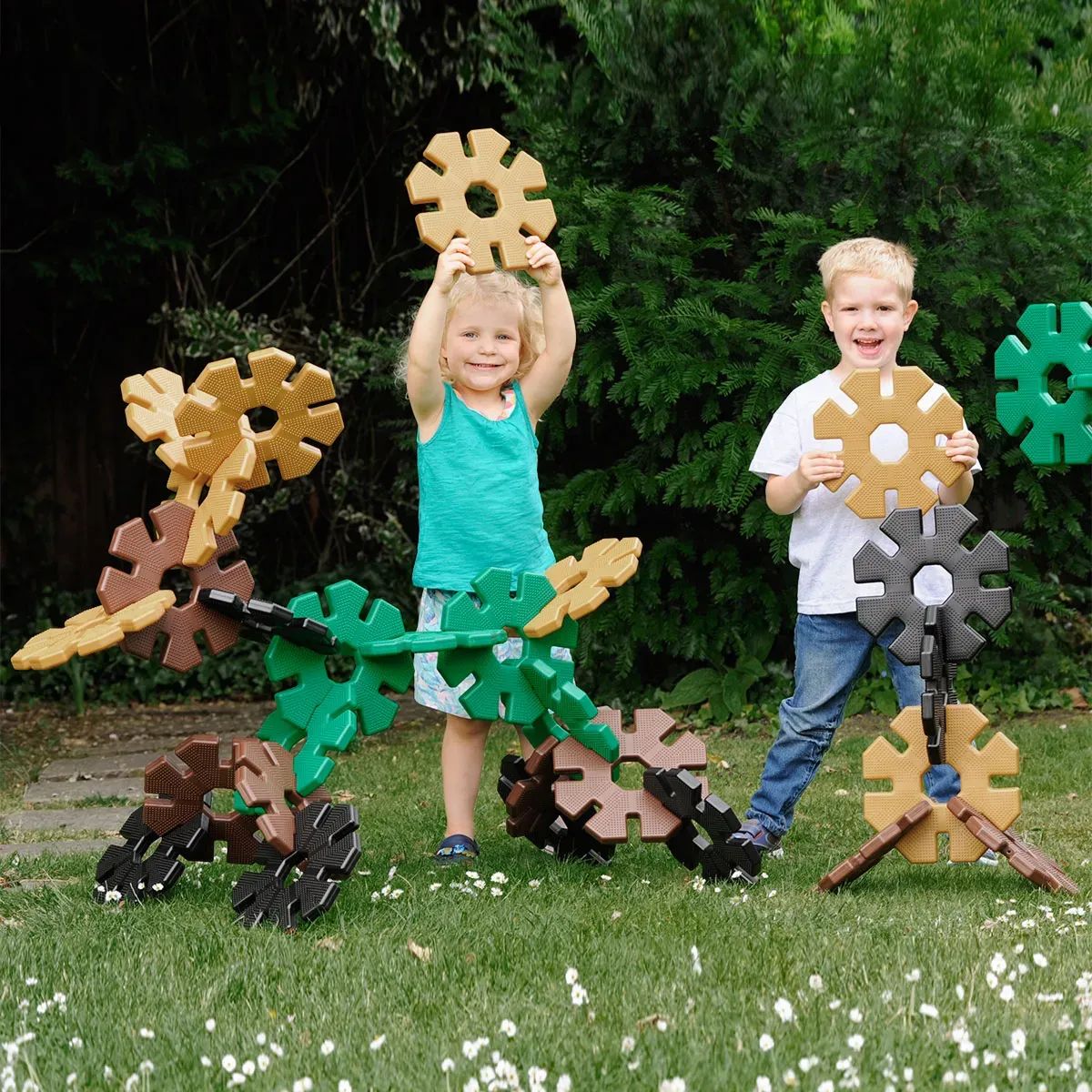 Polydron Octoplay Gigant Konstruktionsspielzeug - 40 Scheiben, naturfarben, Kunststoff - genoppte Oberfläche, ab 2 Jahren