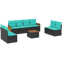 vidaXL Gartensofa-Set mit Kissen, schwarzes Polyrattan