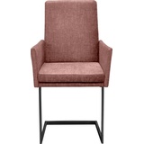 K+W Komfort & Wohnen Armlehnstuhl, Flachgewebe, stabiles Hochkantrohr, Untergestell in Edelstahloptik oder schwarz, rosa