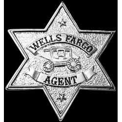 Metamorph Kostüm Wells Fargo Agent Abzeichen, Glänzender Sheriffstern für Euer Western Kostüm silberfarben