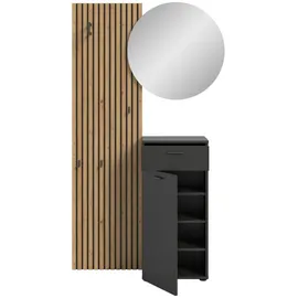 VOLEO Delton Garderobenkombination 96,00x192,00x37,00 Dunkelgrau/Eiche Artisan