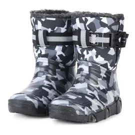 Ladeheid Kinder Mädchen Jungen Schneestiefel mit Muster Winterstiefel Gummistiefel gefüttert LAZT008 (07-grau, 25/26 Eu) - 25/26