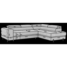 moeblo Eckcouch Polyester mit Bettkasten 3-Sitzer Grau