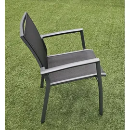 teico group 9-tlg. Alu Gartenmöbel Set anthrazit Tisch ausziehbar mit 8 stapelbaren Stühlen - Grau