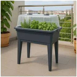 Balkon Hochbeet + Deckel Gewächshaus Frühbeet Kräuterbeet Treibhaus Pflanzkasten