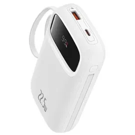 Baseus Qpow2 Dual-Cable Digital Display Fast Charge Power Bank 10000mAh 22.5W Stellar White, 10000 mAh, Powerbank, Weiss