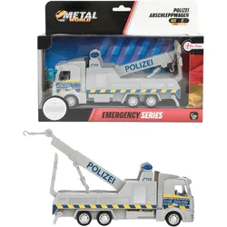 Toi-Toys 21745B - Metal World Spielzeugauto - Polizei Abschleppwagen mit Rückzugmotor