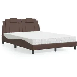 Bett mit Matratze Braun 140x200 cm Kunstleder – Dein stilvoller Rückzugsort