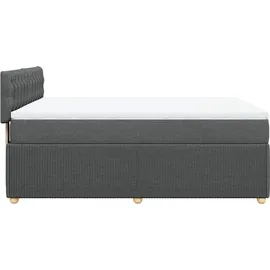vidaXL Boxspringbett mit Matratze Dunkelgrau 140x200 cm Stoff