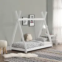 stado Kinderbett | Kiefernholz | Weiß | 90x200cm | Tipi | Indianer | Lattenrost | Holzbett | Spielbett | Bett | Kinderhaus | Hausbett | Kinder - Weiß