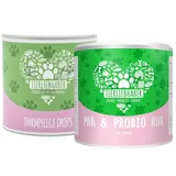 TIERLIEBHABER Sparpaket – Darmkur Bundle – Drops und Pulver – beruhigt den Magen & unterstützt die Darmflora – mit Flohsamenschalen, Kamille und Fenchel