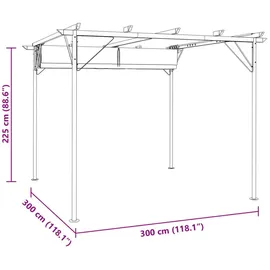 vidaXL Pergola mit Versenkbarem Dach 3 x 3 m cremeweiß