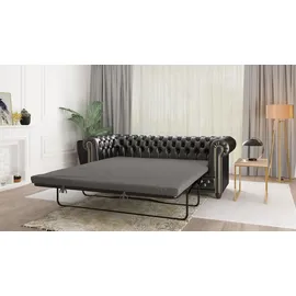 s-style möbel Chesterfield-Sofa Schwarz Textil, Echtholz,Birke, 3-Sitzer Füllung: Silikon,Silikon,Komfortschaum, 203x72x86 cm