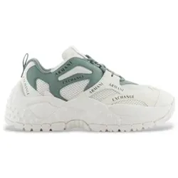 Armani Exchange für Damen. XDX120XV708U604 Turnschuhe in verschiedenen Materialmischungen, weiß, grün (36), Wohnung, Schnürsenkel, Lässig
