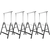 Tolletour 4x Gerüstbock Höhenverstellbar 80-130 Cm, Klappbarer Arbeitsbock Aus Stahl, Montagebock Schwarz/zink