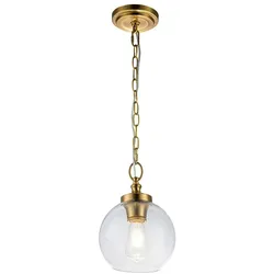 Licht-Erlebnisse Pendelleuchte FINYA Messing brüniert, Klar/Transparent, höhenverstellbar, für E27 Leuchtmittel LE121441