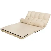 COSTWAY Schlafsofa, mit Bettfunktion, 2 Sitzer,klappbar, 180x113cm beige|weiß