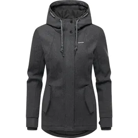 Ragwear Damen, gefütterte, Wasserfeste warme Jacke mit Kapuze in atmungsaktiver Fleece Woll-Optik Monadde Felt YOUMODO Dark Grey Gr. 3XL - 3XL