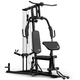 TREX SPORT Kraftstation TX-650HG | Fitnessstation Multistation, Seilzug oben & unten, Curlpult, Butterfly, Brustpresse, Ganzkörpertraining Hantelbank - Schwarz