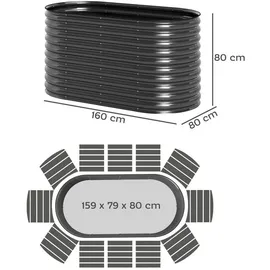Outsunny Hochbeet,, - 160Lx80Wx80Hcm - Dunkelgrau,