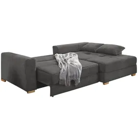 luma-home Dauerschlaf-Ecksofa Federkern Couch Bettkasten mit Cordstoff in Grau Anthrazit & Couches, Wohnlandschaften, Ecksofas