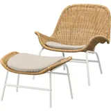IKEA FRYKSÅS Sessel und Hocker Rattan/Risane natur