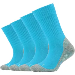 Funktionssocken CAMANO "function", Kinder, Gr. 35-38, blau (turquoise, grau), Materialmix, uni und meliert, normal, Socken Sportsocken, mit verstärkten Belastungszonen an Ferse und Spitze