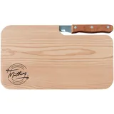 LOOXIS Personalisiertes Frühstücksbrettchen mit Messer, Wunsch-Name graviert – Geschenk-Idee Geburtstag, Vatertag, Muttertag, Frauen und Männer – Erlen-Holz, Vesperbrett, 26x15cm, Motiv 1