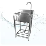 Lemodo Spültisch freistehend mit Kalt Warm Anschluss, M