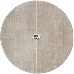 Teppich SEHRAZAT "Moda 1100", beige, H:10mm Ø:200cm, Obermaterial: 100% Polyester, Teppiche, Kurzflorteppich mit dezentem Glanz, hochwertige Verarbeitung