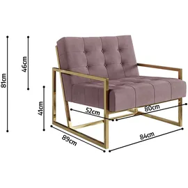 s-style möbel Loungesessel Tampa Samtstoff 0 x 0 x 0 cm Rosa