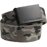 URBAN CLASSICS Canvas Belt One Size verstellbare Unisex Canvasgürtel, Metallschließe mit Logo-Prägung, grey camo/black, one size