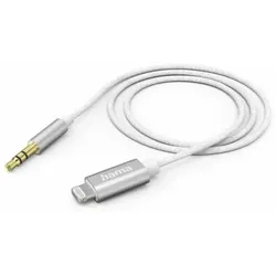 HAMA Aux-Kabel Lightning   3,5-mm-Klinke, Nylon, 1,0 m, Weiß