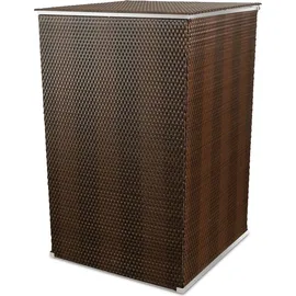 Dynamic24 Polyrattan Mülltonnenbox Aufbewahrung Mülltonne Mülltonnenverkleidung Müllbox, Farbe:Braun