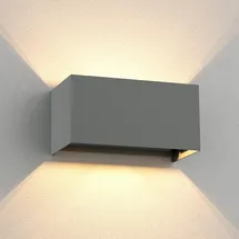 ledscom.de Wandleuchte CUBEL für außen, IP65, Up-/Downlight, grau matt, eckig, 2x G9 max. 10W