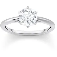 Thomas Sabo Ring mit weißem Stein im Brillantschliff Recyceltes 925 Sterling Silber Zirkonia, Größe 54, TR2474-051-14-54
