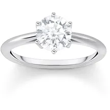 Thomas Sabo Ring mit weißem Stein im Brillantschliff Recyceltes 925 Sterling Silber Zirkonia, Größe 54, TR2474-051-14-54