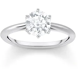 Thomas Sabo Ring mit weißem Stein im Brillantschliff Recyceltes 925 Sterling Silber Zirkonia, Größe 54, TR2474-051-14-54
