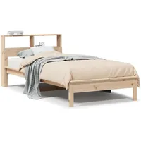 vidaXL Massivholzbett mit Regal 90 x 200 cm Kiefer natur beige