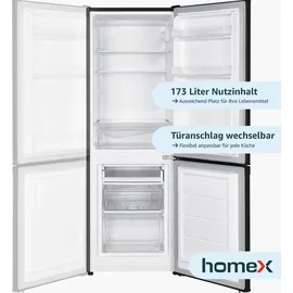 Homex CFS1110-B Kühl-Gefrierkombination (173 l, 1425 mm hoch, Schwarz)