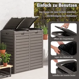 Goplus Mülltonnenbox 236 L 2 Fächer  mit ausziehbarer Flüssigkeitsschale  schwarz