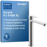 Duravit A.1 Waschtischarmatur, Größe XL (Auslauf Höhe 237 mm), Wasserhahn Bad, Waschbecken Armatur, Chrom