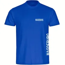 multifanshop Kinder T-Shirt - Magdeburg - Brust & Seite - Druck weiß - Kind
