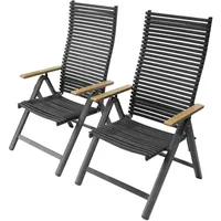 LECO 2er-Set Klapp-Funktionssessel Juno Anthrazit