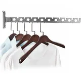 Kleiderlüfter Edelstahl Kleiderhaken Klappbar Kleiderhänger mit 8/10 Löchern, 20Kg Tragkraft Kleiderstange Wandmontage Stabile Kleidung Hängestange Mehrzweck Wandhaken Klapphaken 180° Drehbar(10L)